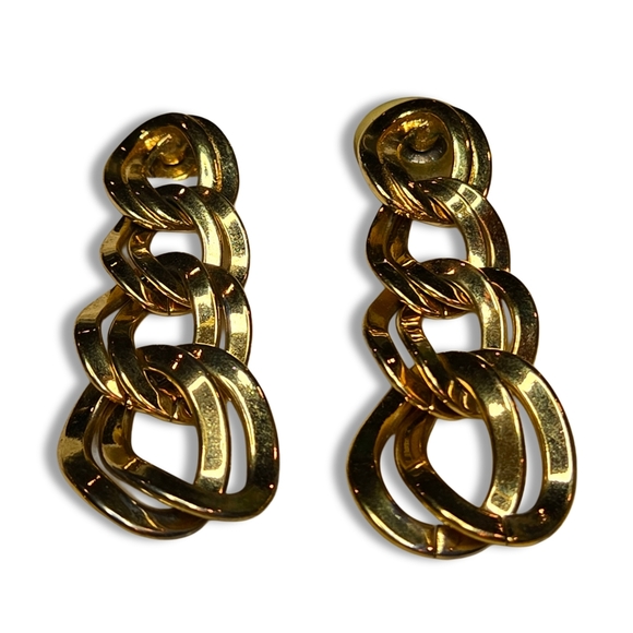 Vintage Gold Post Earrings 2 Pairs Bundle Lot Evening Dress Glam - Picture 2 of 4